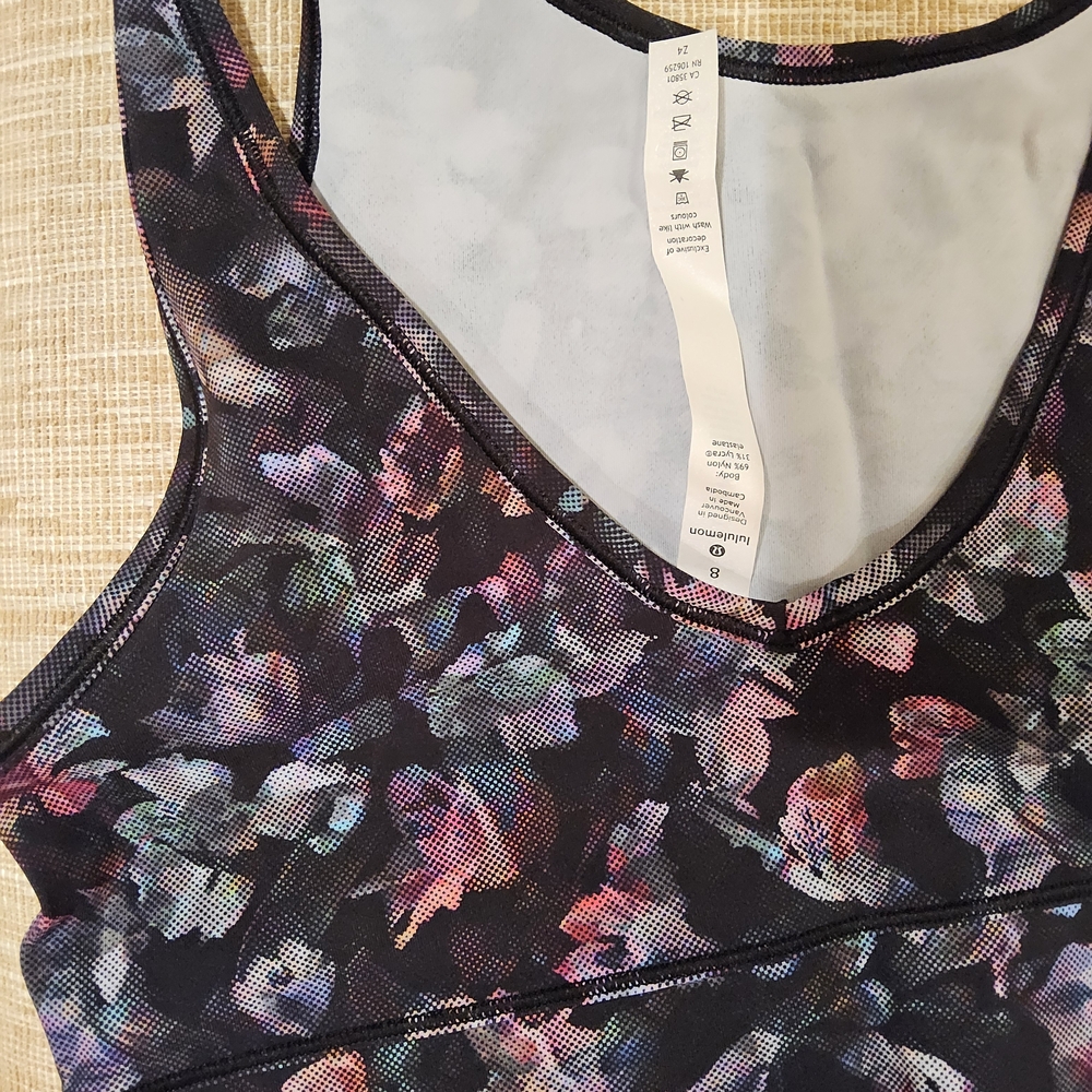 lululemon athletica Black Floral Mesh Sports Bra
